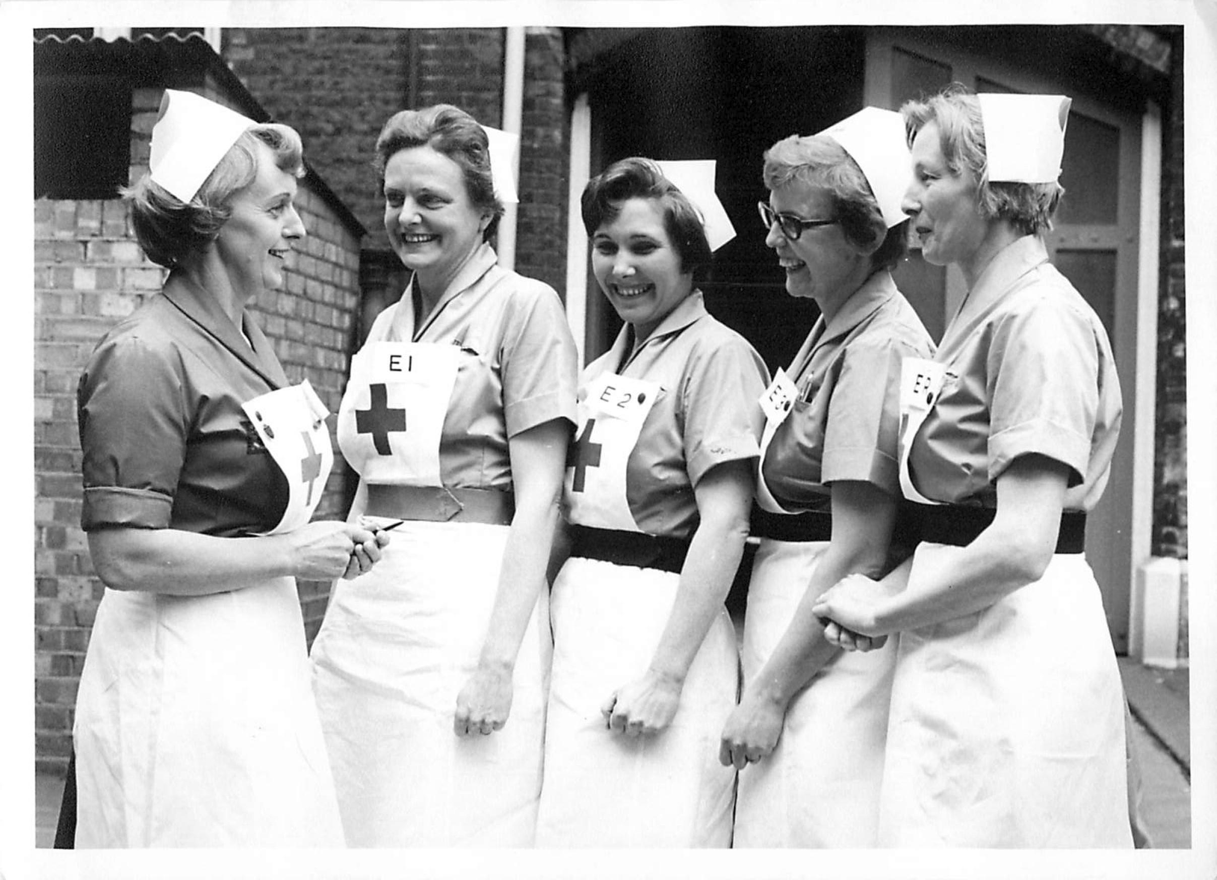 Valerie Middleton (centre), who served as a Voluntary Aid Detachment with the British Red Cross in the Second World War is seen in this undated handout photo