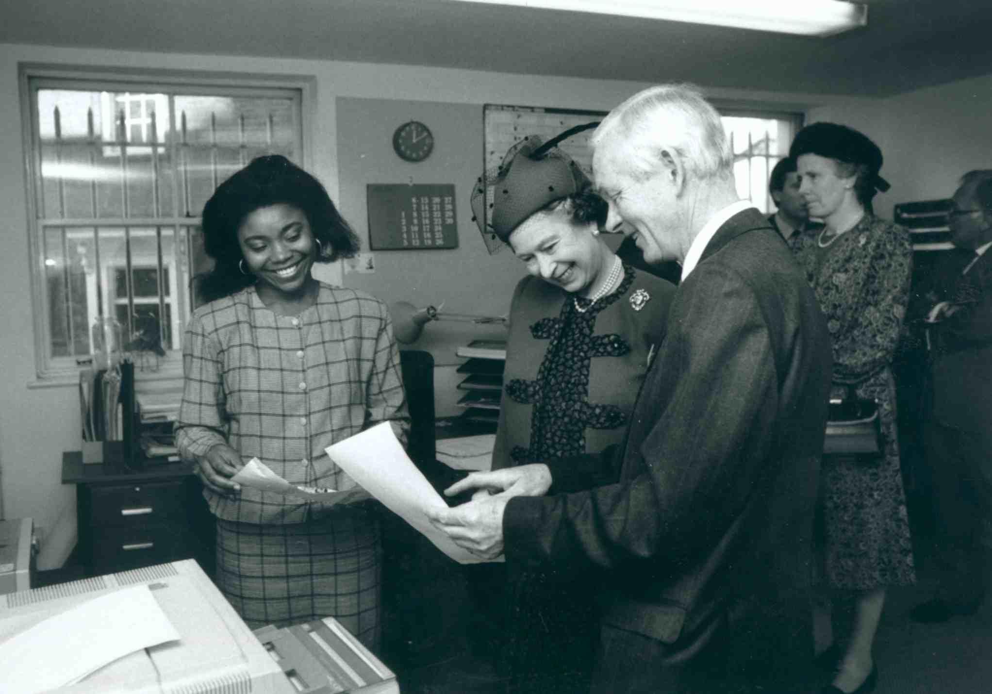 Queen Elizabeth II during a visit to the British Red Cross national headquarters in 1989