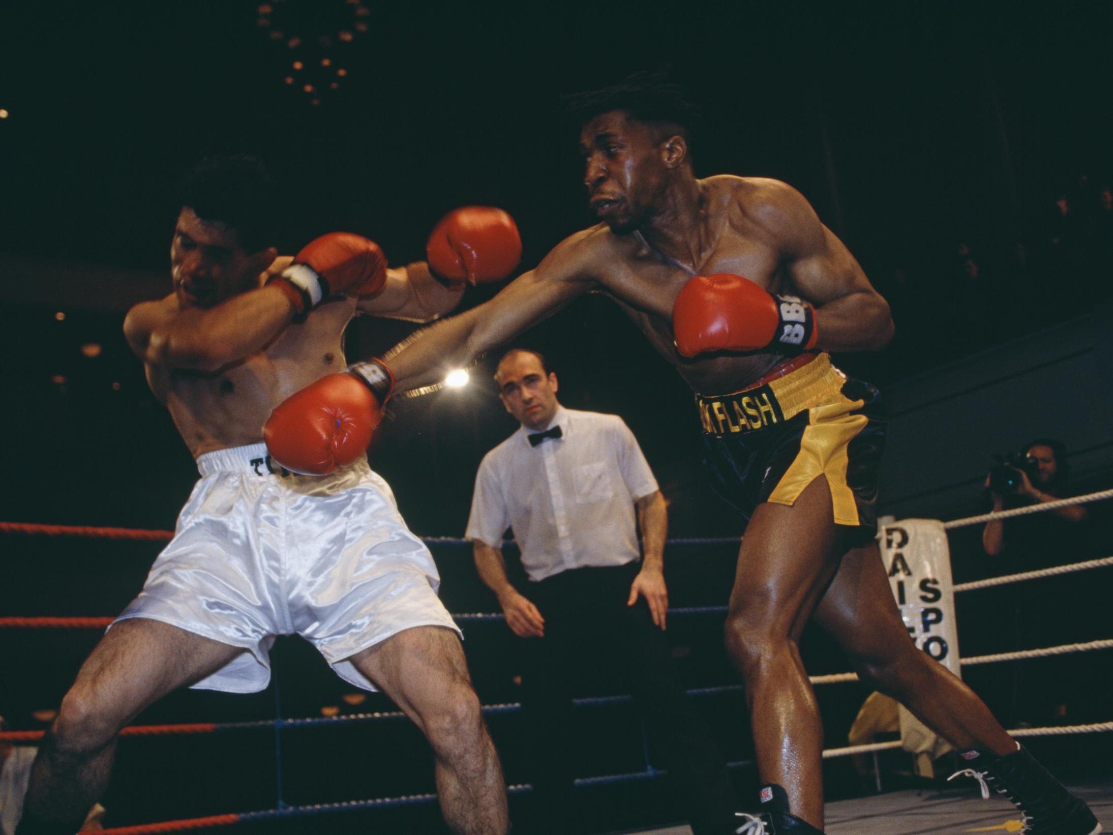 Pat Barrett (right) in action in 1993