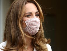 Kate Middleton wears face mask and speaks with families at baby bank