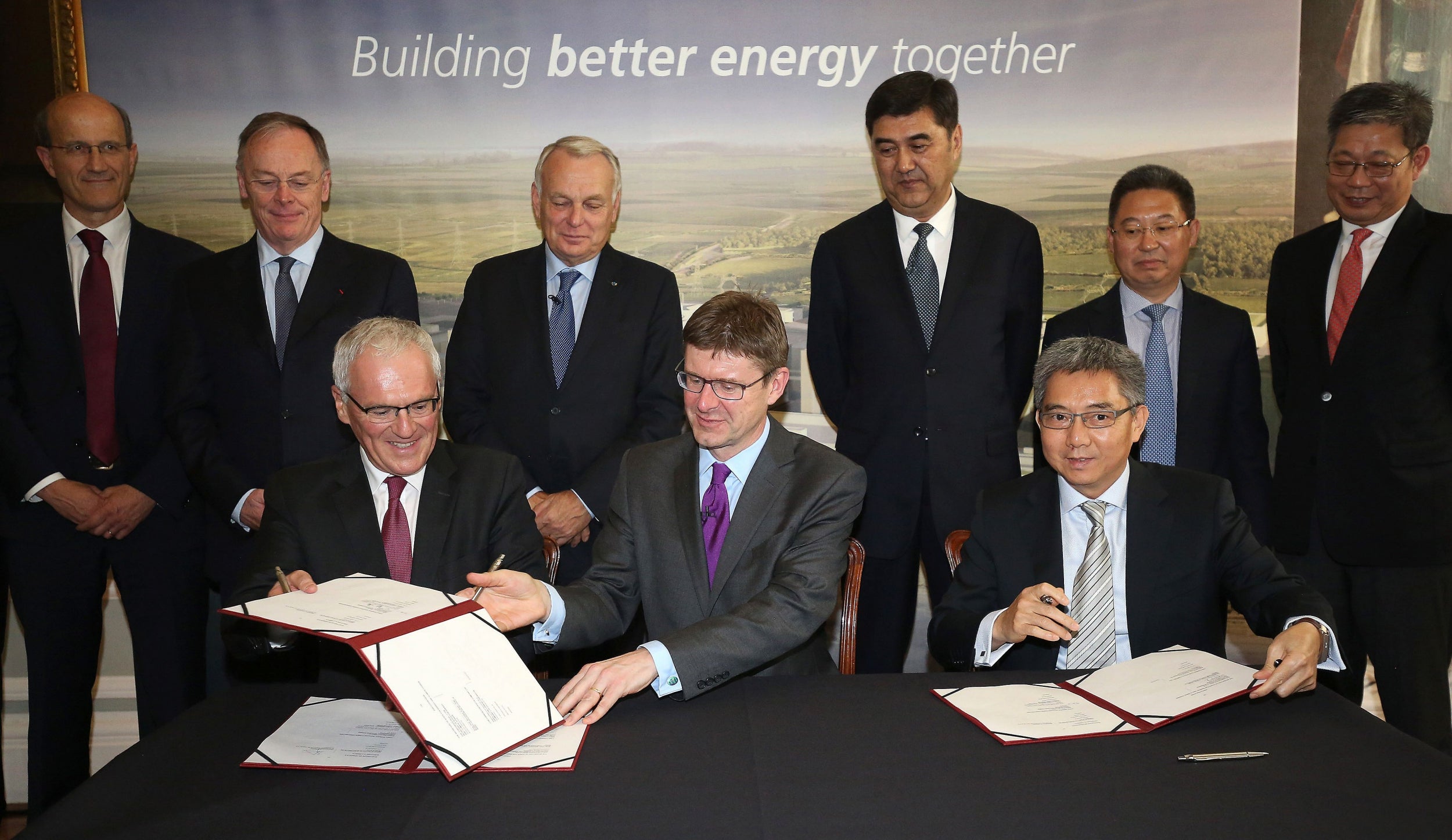 The deal to build Hinkley Point C nuclear power plant, involving a French-Chinese consortium, is signed in September 2016 (AFP/Getty)