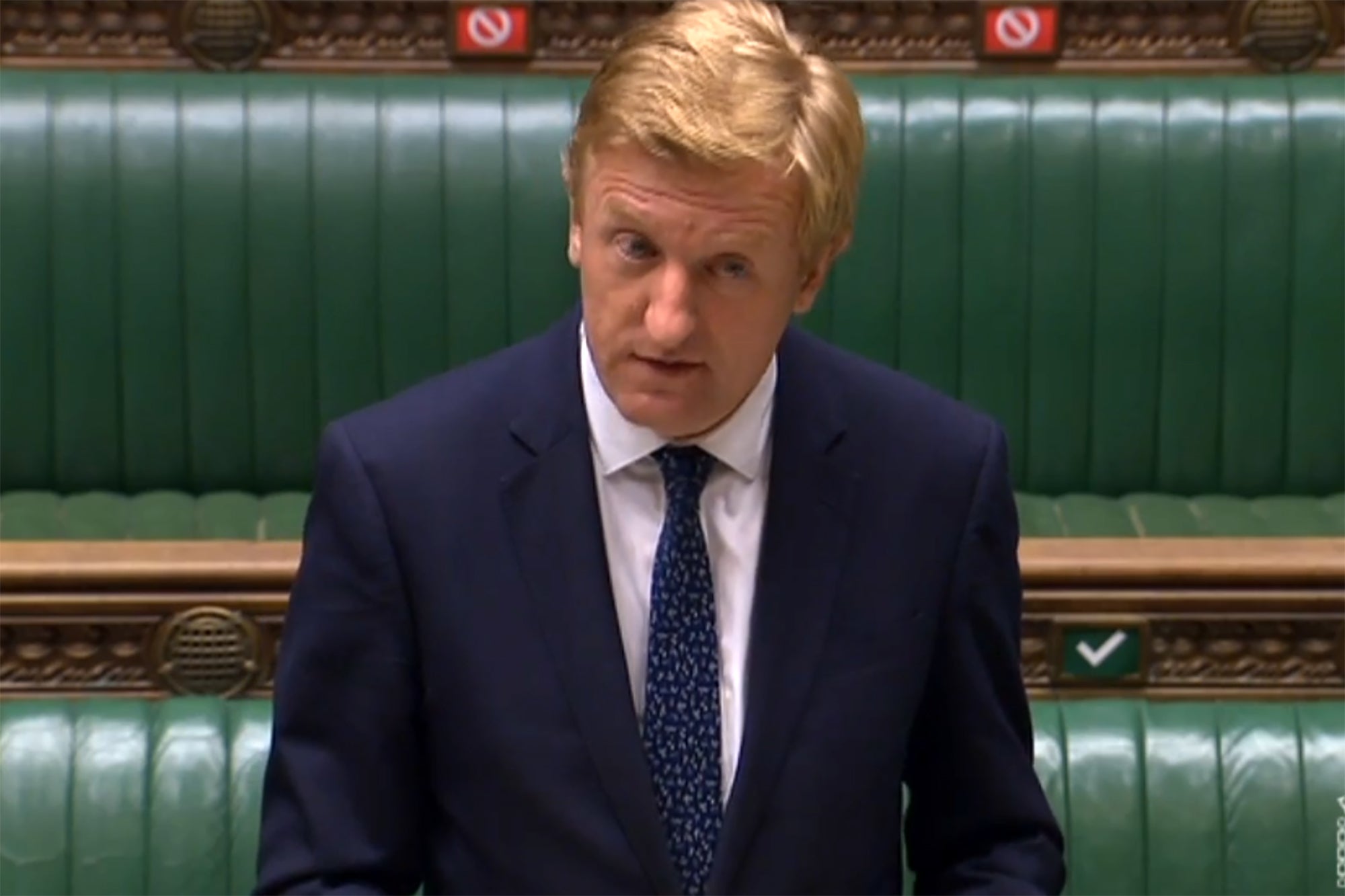 Culture secretary Oliver Dowden gives his statement to the Commons last month (AFP/Getty)