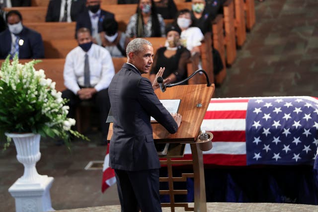 Barack Obama delivers the eulogy at John Lewis's funeral