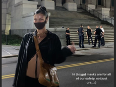 Bella Hadid gives middle finger to NYPD for not wearing face masks