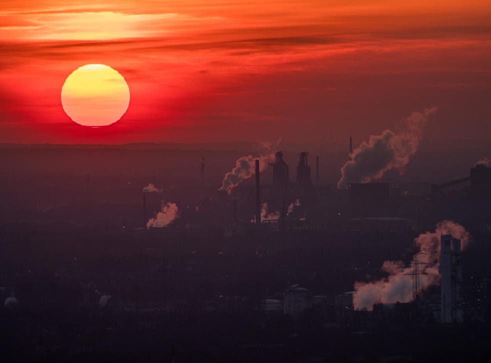 Energy to burn: emissions rise from factories in Oberhausen, Germany