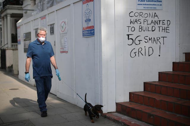Anti-5G graffiti adorns a wall in Kensington