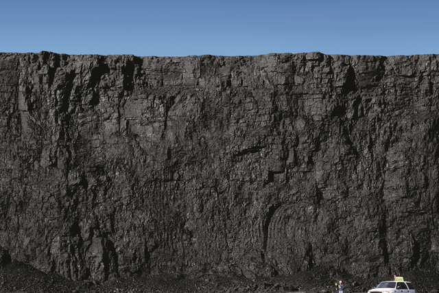 An 80 foot coal seam at the North Antelope Rochelle opencut coal mine