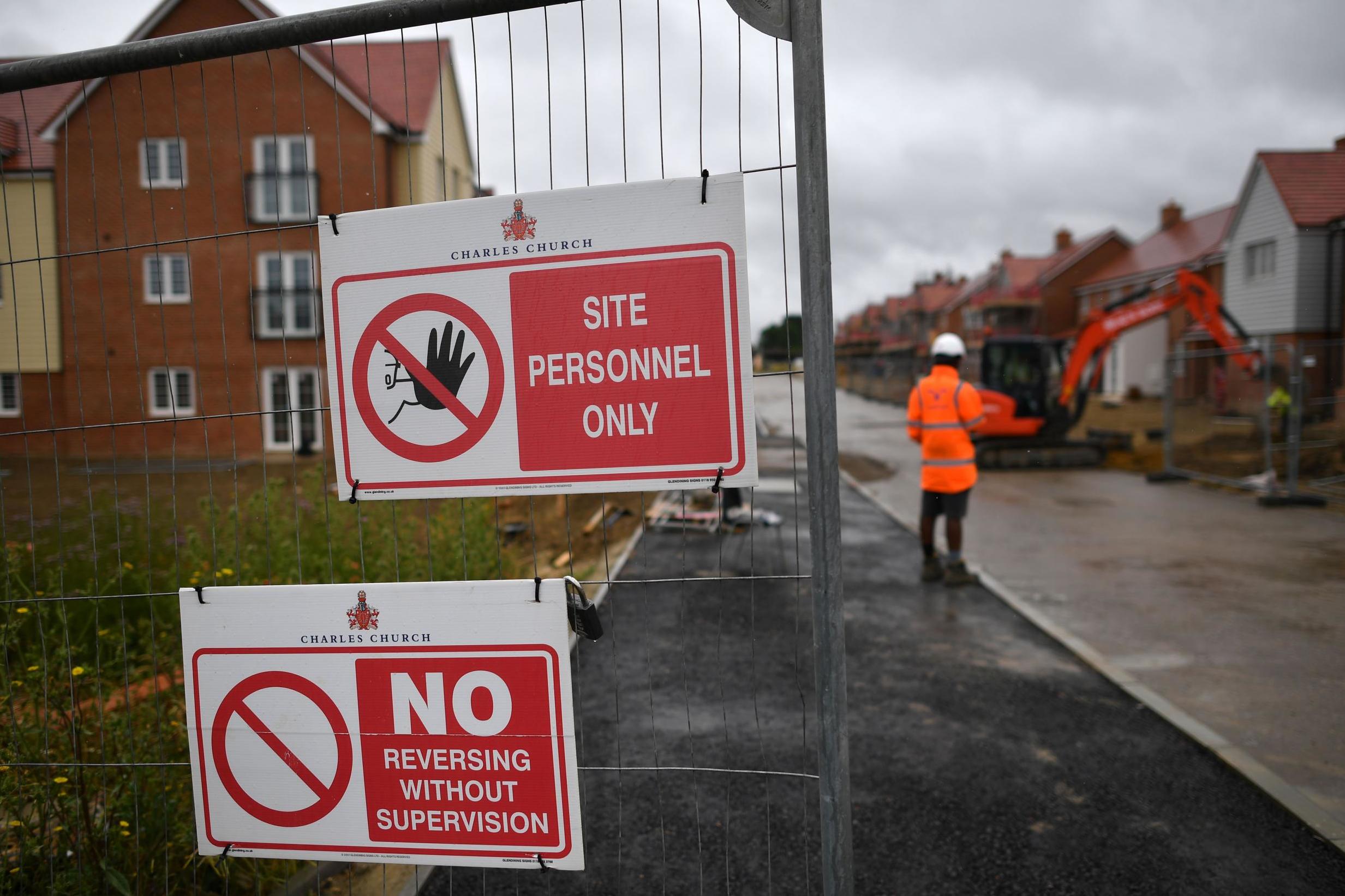 Construction workers at a new build development site in Paddock Wood, Kent