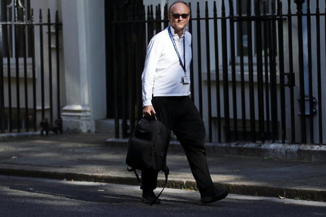 The special adviser arriving for a cabinet meeting on 21 July, the first since mid-March due to the pandemic