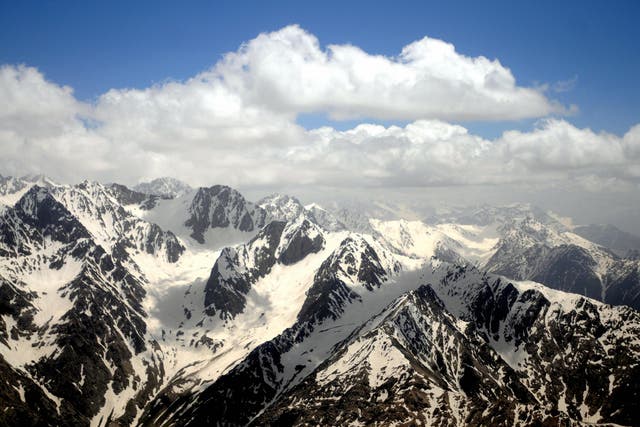 An aerial view of The Hindu Kush mountain range near Badakhshan