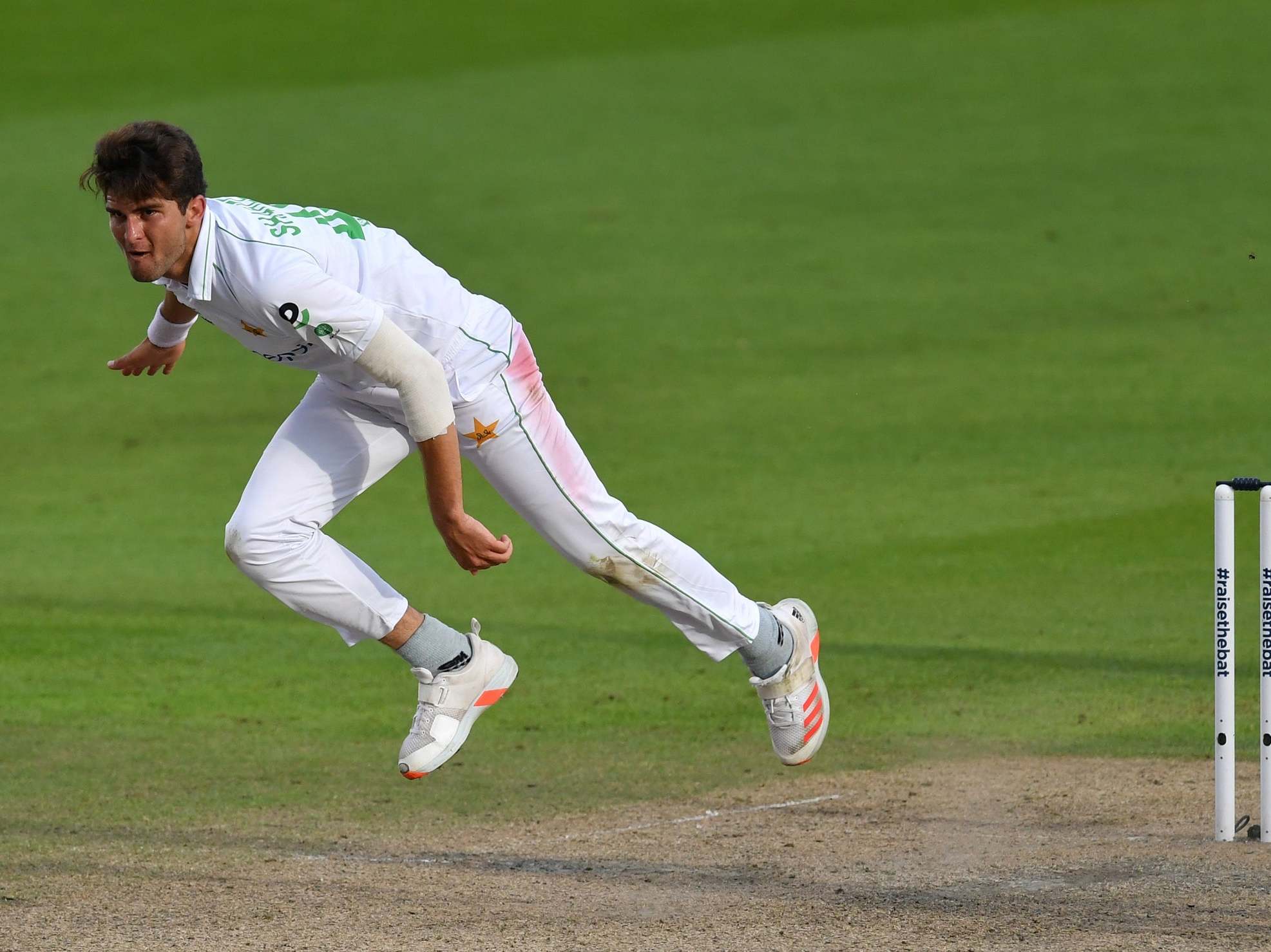 Shaheen Afridi in action against England at Old Trafford