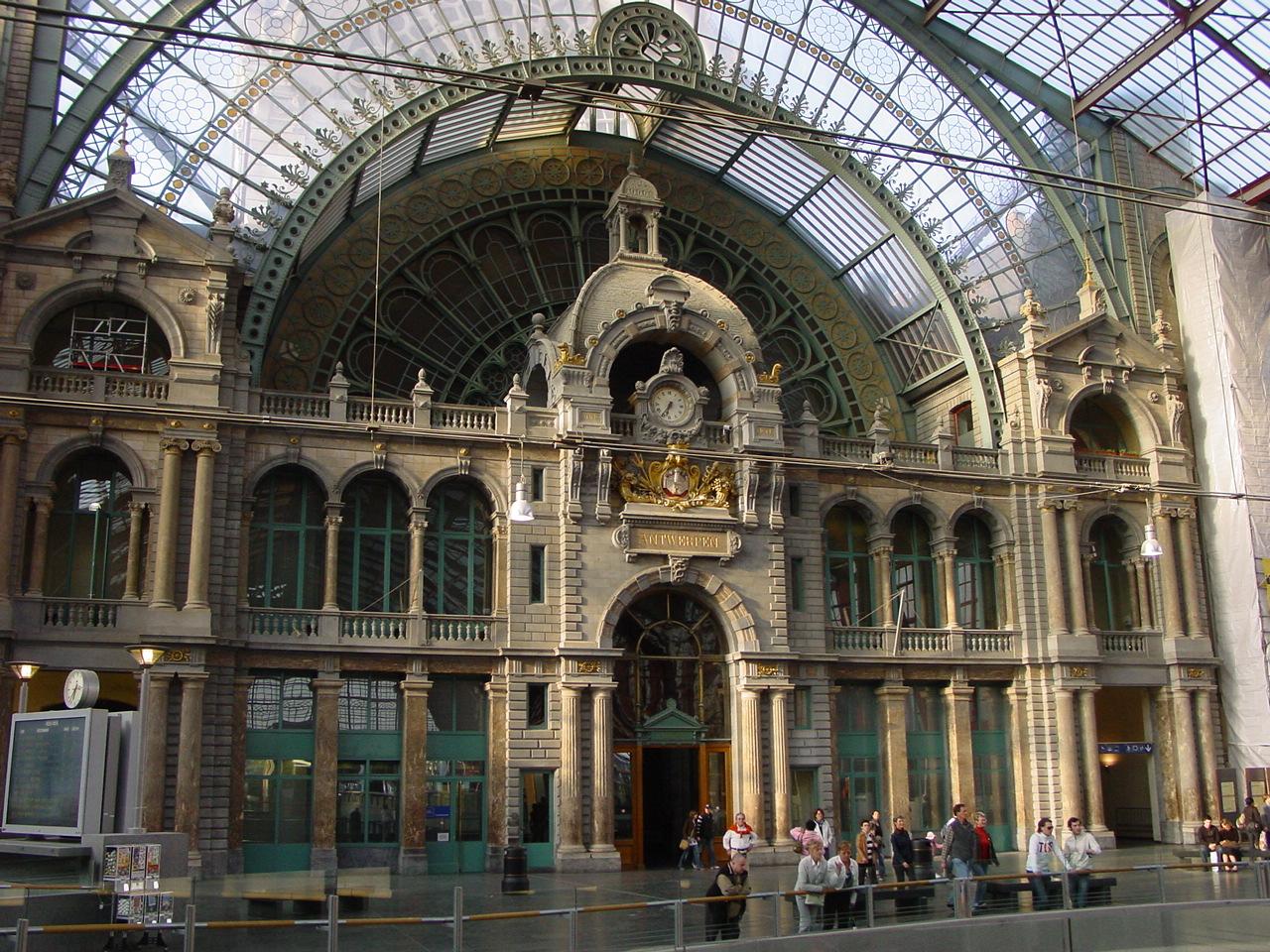 Danger zone? Passing through stations such as Antwerp Central makes travellers liable for quarantine in the UK.