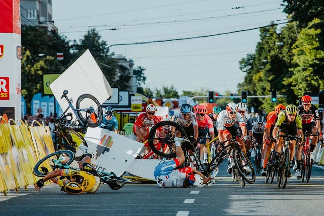 Fabio Jacobsen suffered serious injuries in a crash on the Tour of Poland