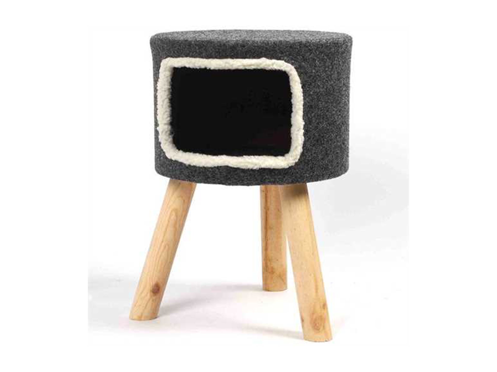 Minimise the cat hair on your carpet with this bed that's held on wooden legs