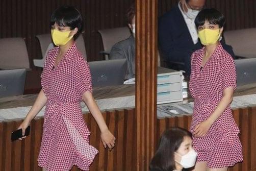 South Korean press described the shirt dress worn by Ryu Ho-Jeong, who is the youngest member of the national assembly, as a red mini-dress