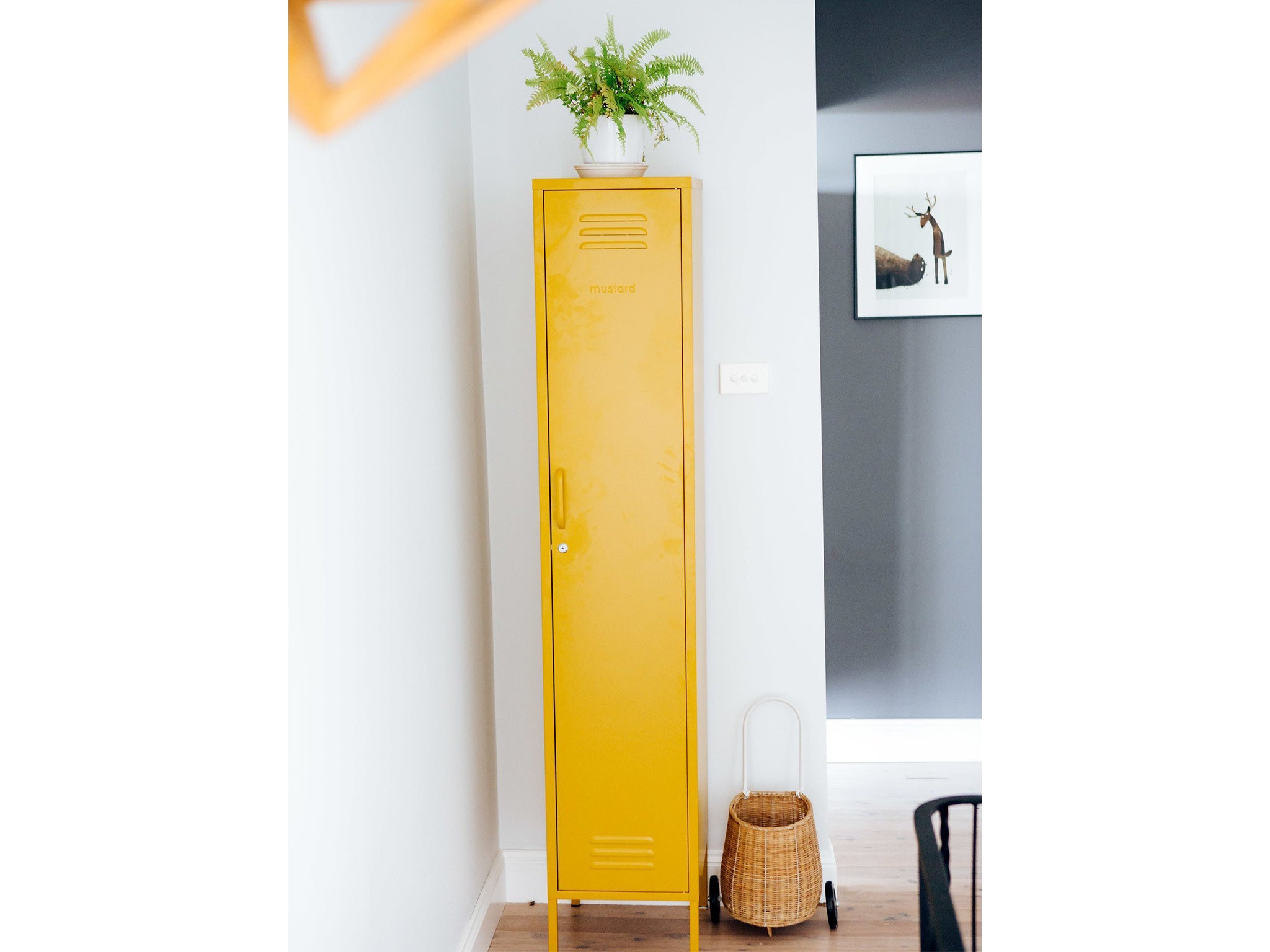 These colourful lockers have a retro feel but are slim enough not to take up too much room in a small space