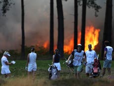 Wentworth golf club fire: Rose Ladies Series final round suspended after wildfire breaks out