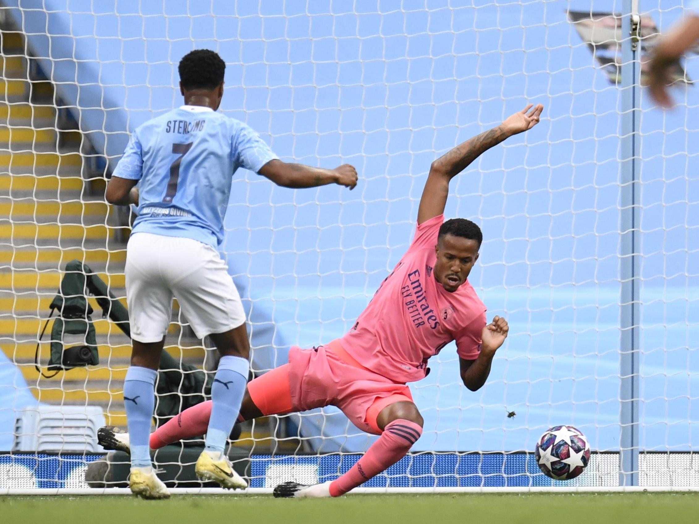 Manchester City’s Raheem Sterling scores their first goal