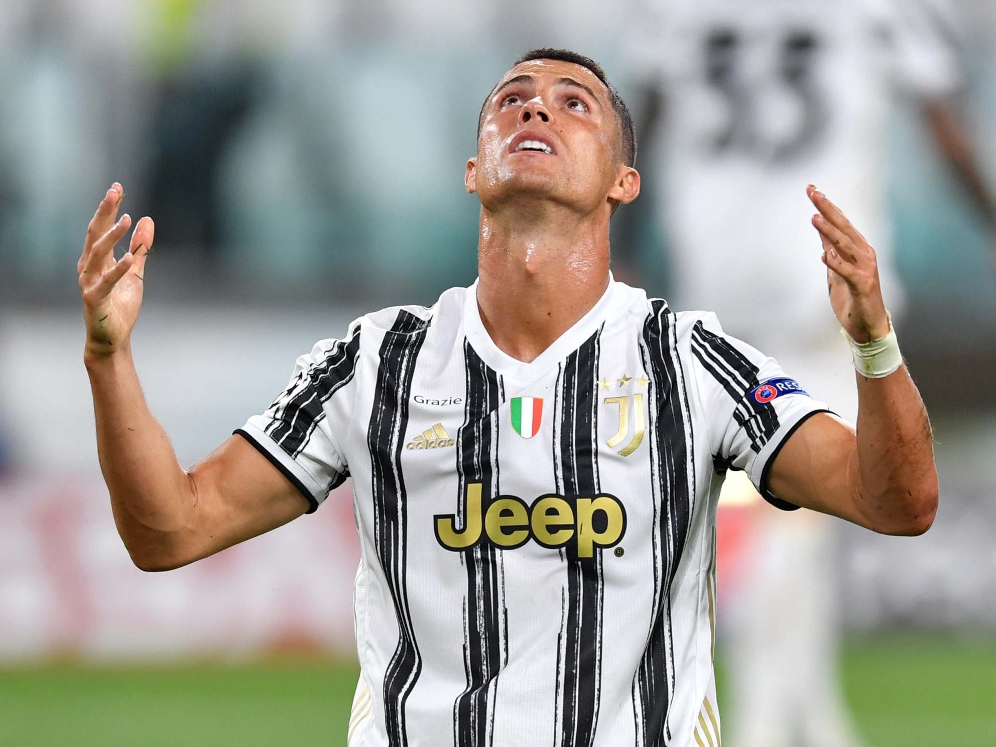 Cristiano Ronaldo looks to the heavens in frustration
