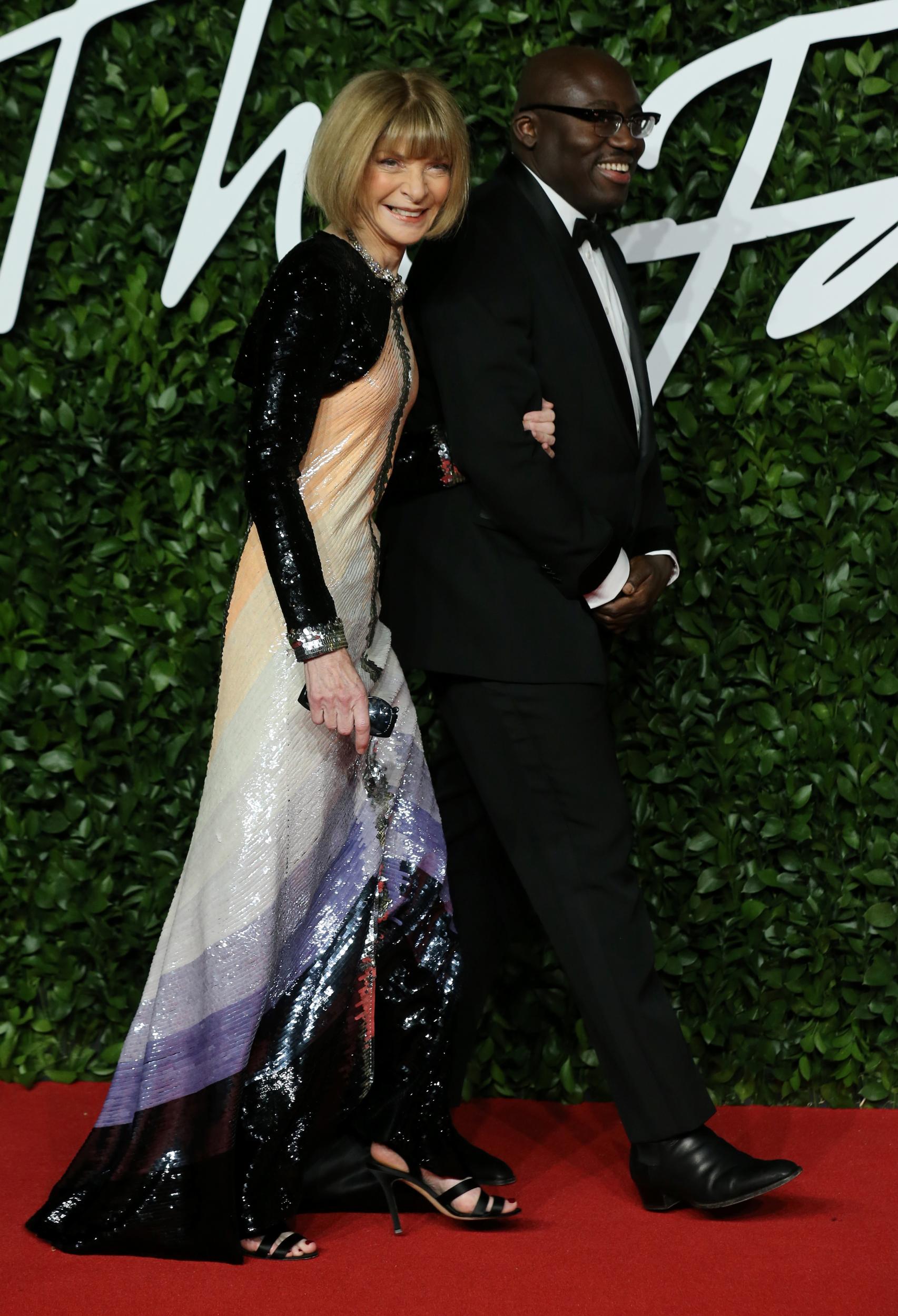 With ‘Vogue’ editor-in-chief Anna Wintour at The Fashion Awards in London last year (Getty)