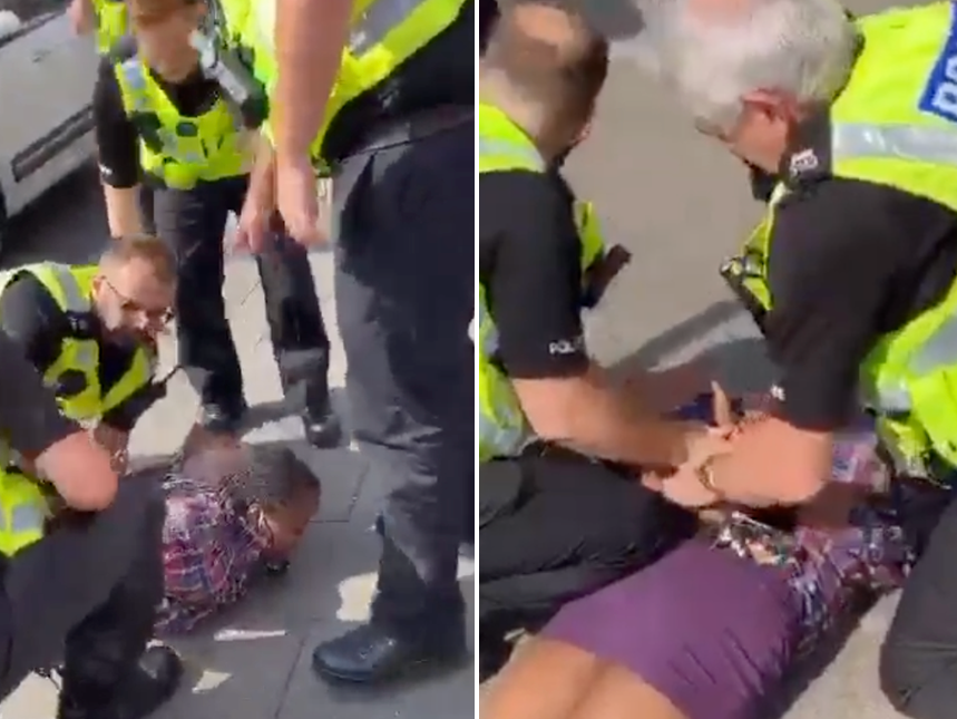 At least five officers were caught on camera during the arrest on Borehamwood's Shenley Road