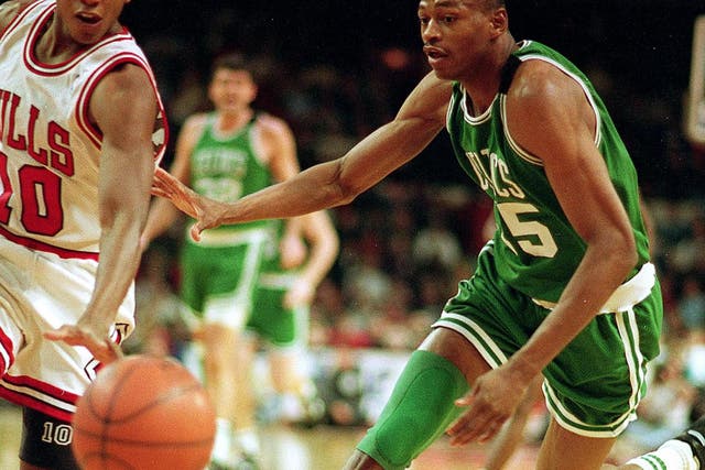 Reggie Lewis, a 27-year-old Boston Celtics star, collapsed at a practice before a playoff game in 1993 and later died