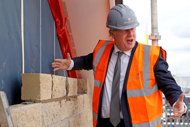 Boris Johnson visits construction site in Cheshire, 6 August 2020