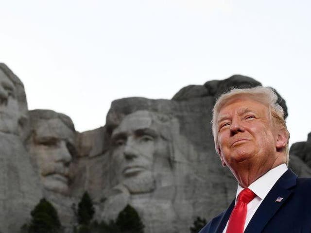 President was recently presented with a 4ft replica of Mount Rushmore with his face on it