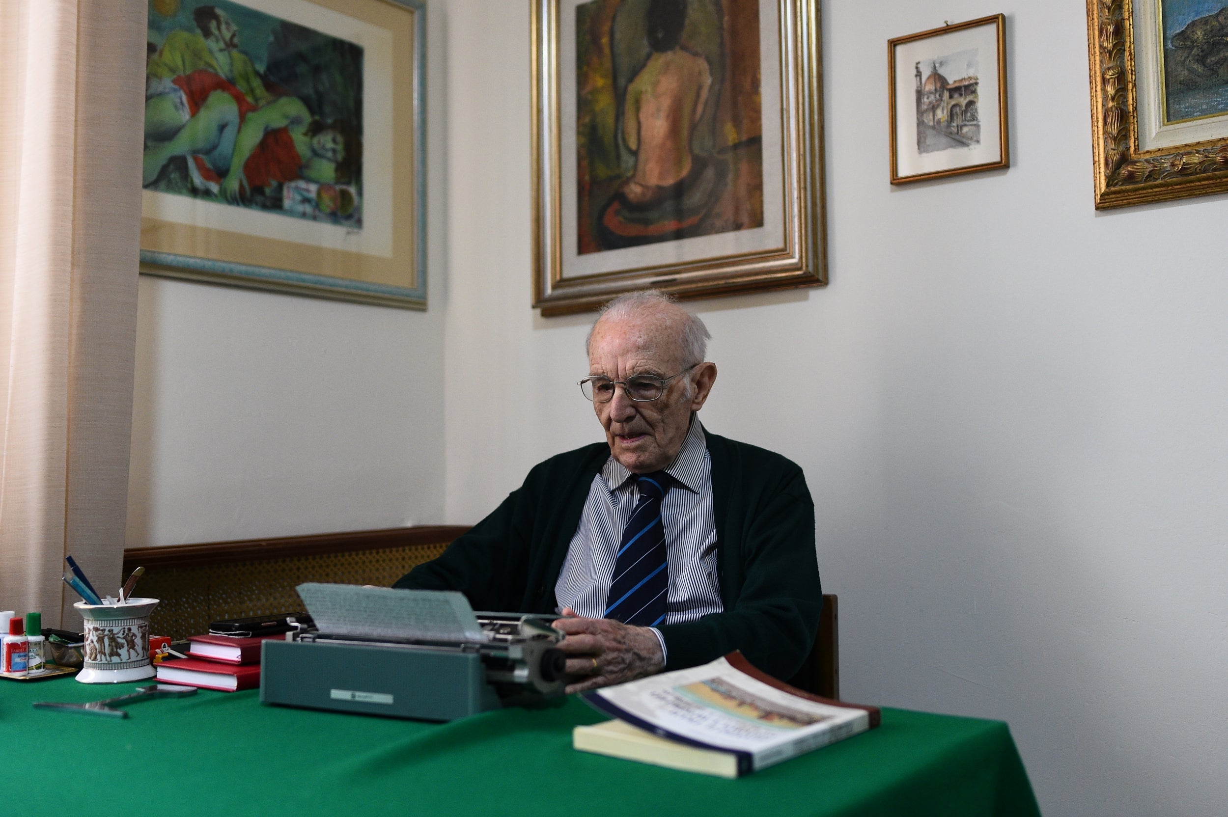 Giuseppe Paterno studies at home for an exam