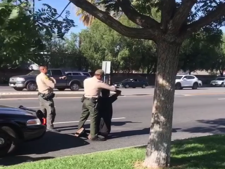 Tammi Collins' son being arrested by police after he and his two friends were allegedly attacked by a homeless man