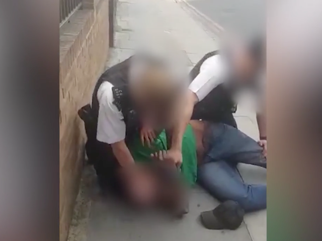 <p>An officer presses his knee into Marcus Coutain’s neck during an arrest in July 2020</p>