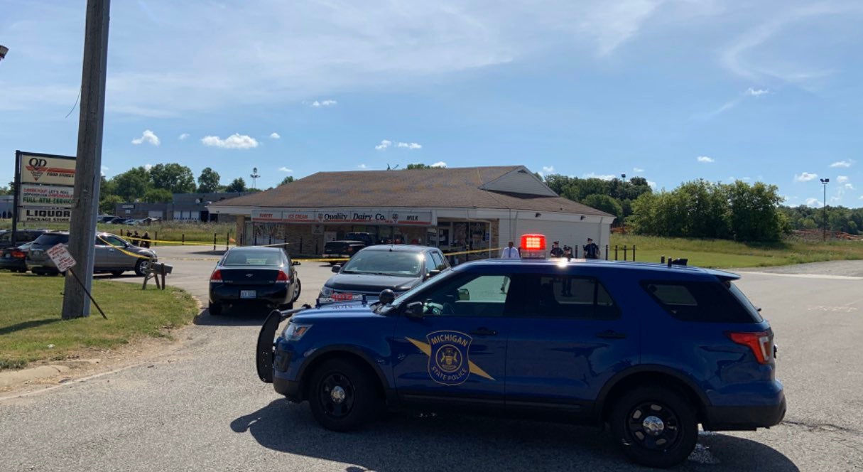 MSP Lansing Troopers and Eaton County Sheriff’s Department deputies respond to Quality Dairy store in Windsor, Eaton County on 14 July for a 911 call about a stabbing incident