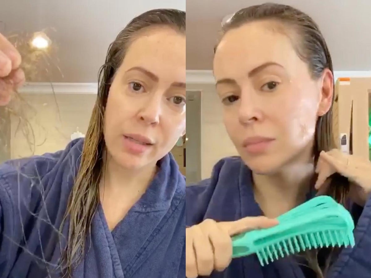 Alyssa Milano Shares Video Allegedly Showing Coronavirus Related Hair Loss Please Take This Seriously The Independent The Independent