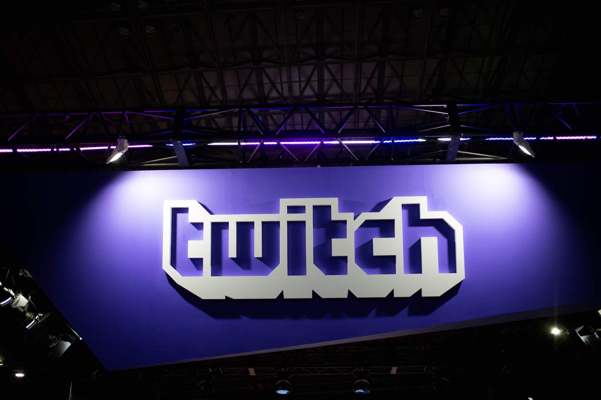 A picture taken at the Tokyo Game Show on September 21, 2018, shows the logo of the VOD and streaming video games company Twitch