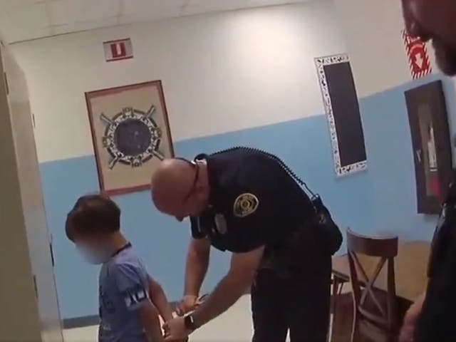 A police officer in Key West, Florida arrests an 8-year-old boy with special needs after he punched a teacher in the chest.