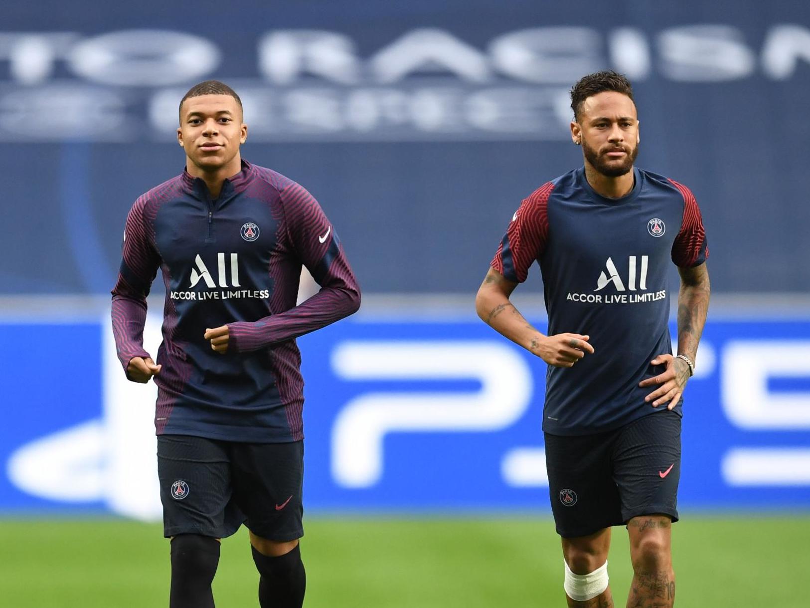 Paris Saint-Germain's Neymar and Kylian Mbappe
