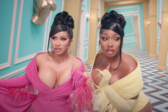 Cardi (left) and Megan in the 'WAP' video