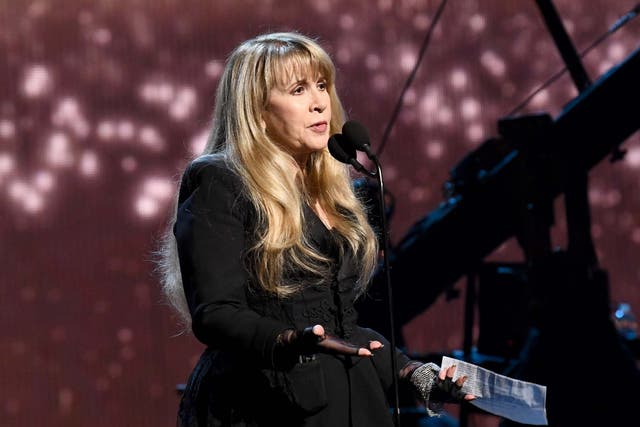 Nicks performing in 2019 at her Rock & Roll Hall Of Fame induction ceremony