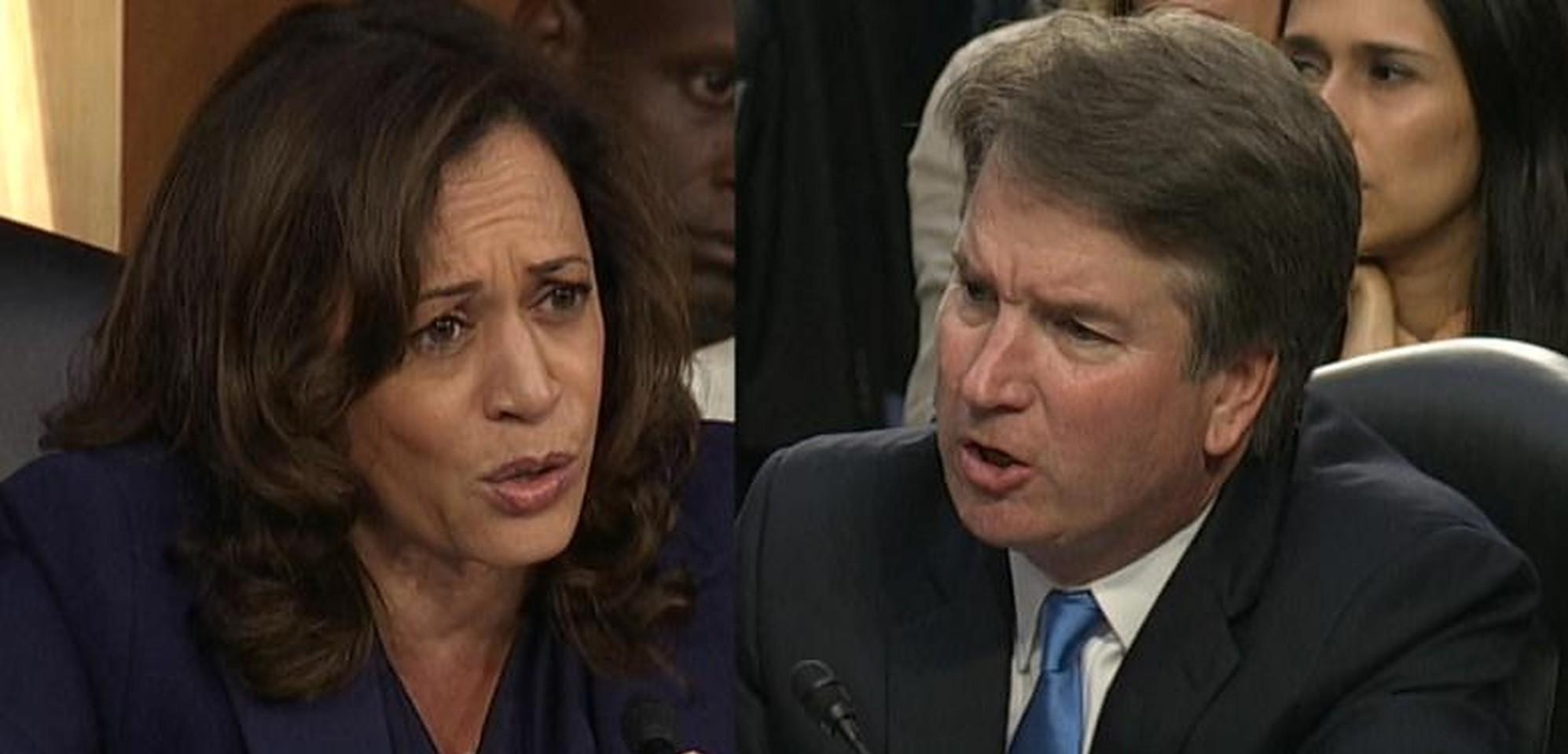 Kamala Harris repeatedly challenged Brett Kavanaugh with
