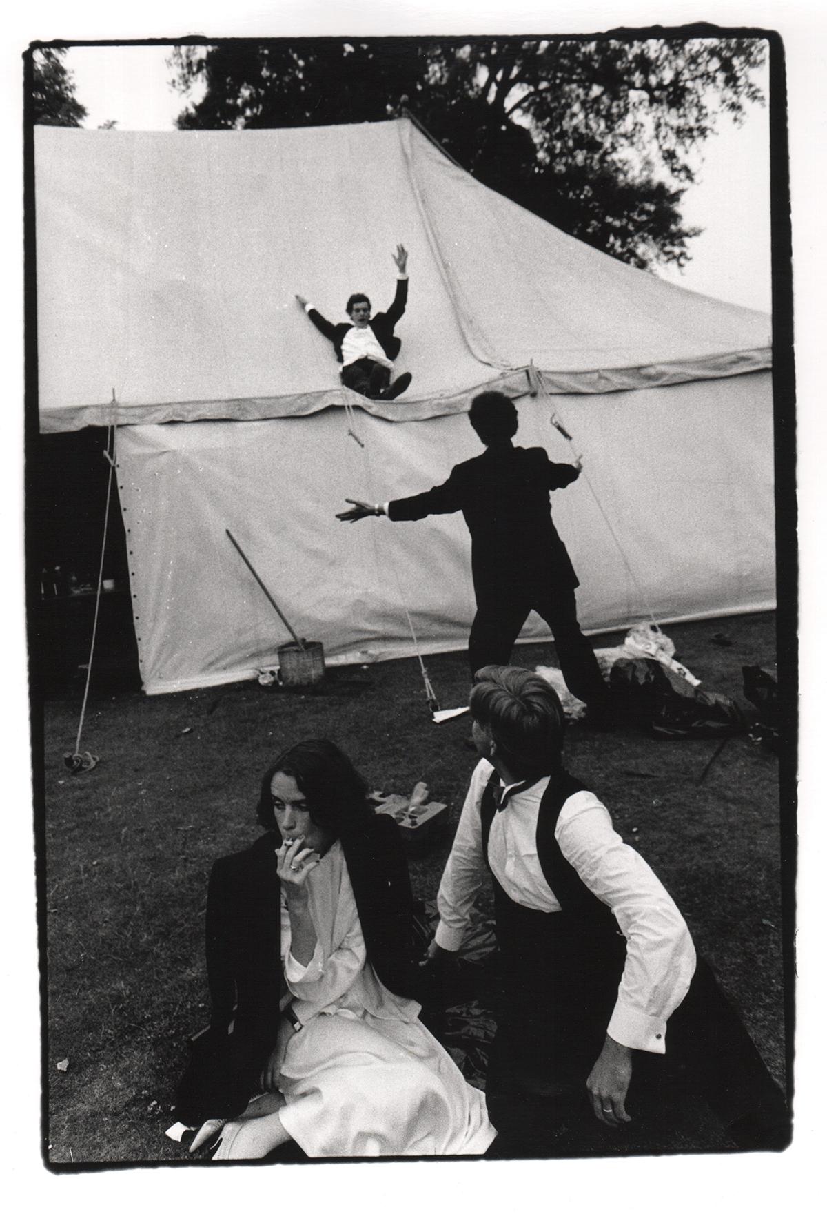 Sliding down the marquee, New College Ball, 1983