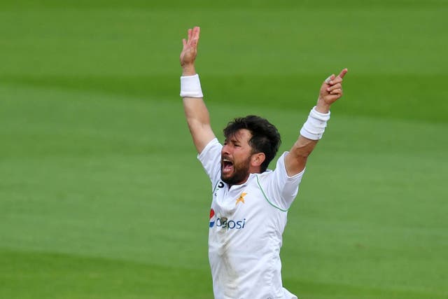 Yasir Shah reacts during the first Test between England and Pakistan