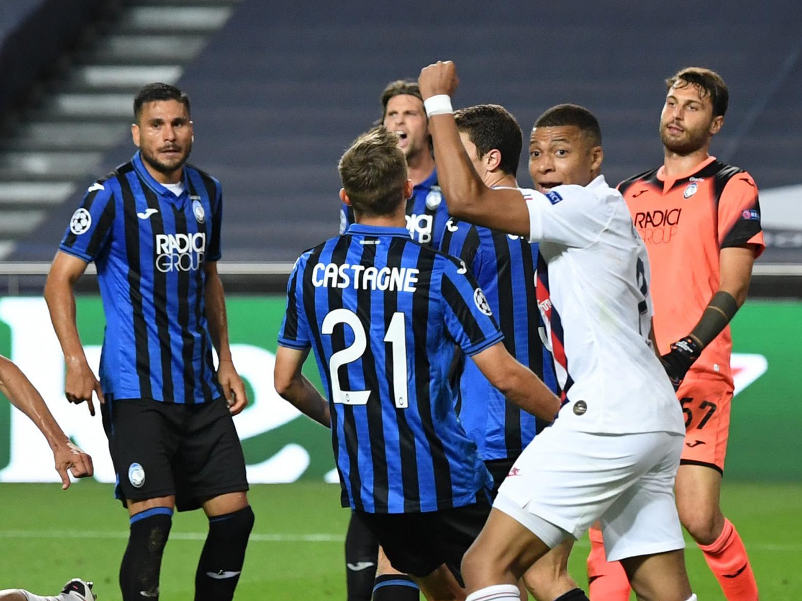 Kylian Mbappe celebrates as PSG score against Atalanta