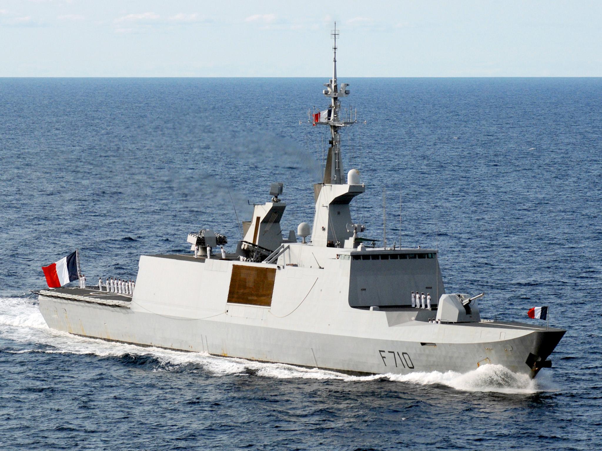 Macron said France would send a Lafayette frigate (pictured) and two Rafale jets to the area