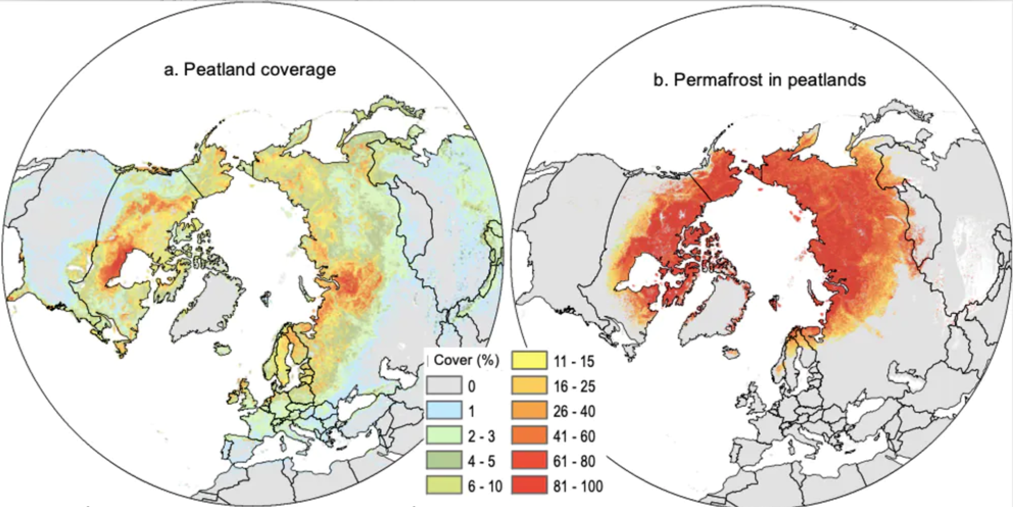 Peatland covers much of the far north – and often overlaps with permafrost
