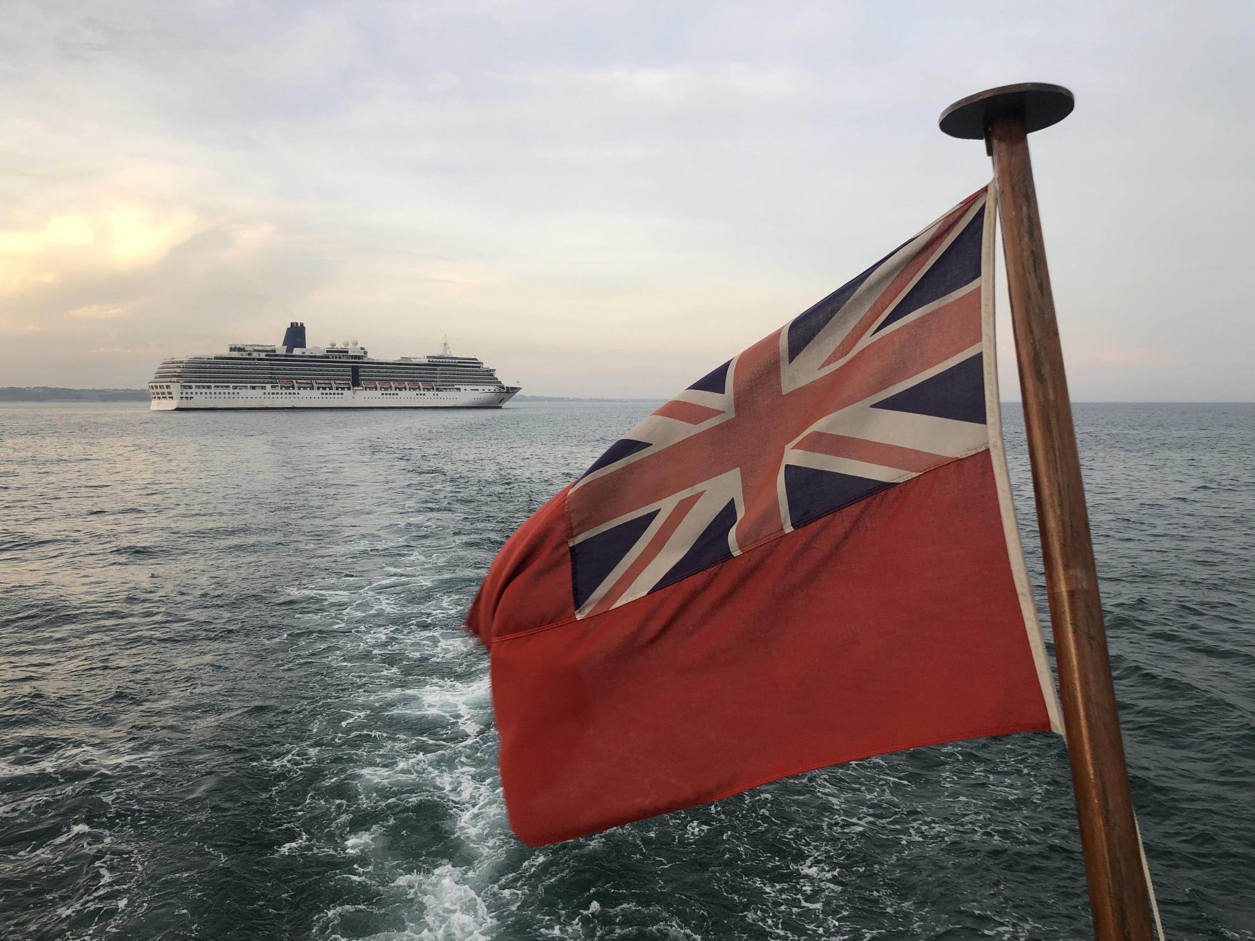 Flag of inconvenience: Arcadia is currently immobile in Poole Bay