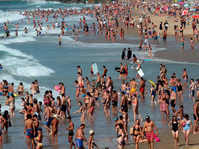 People on the beach at Biarritz, southwestern France