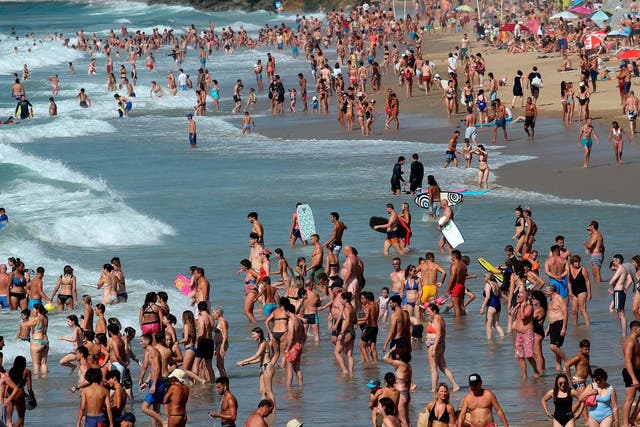 People on the beach at Biarritz, southwestern France