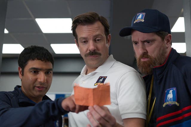 Nick Mohammed, Jason Sudeikis and Brendan Hunt in ‘Ted Lasso’