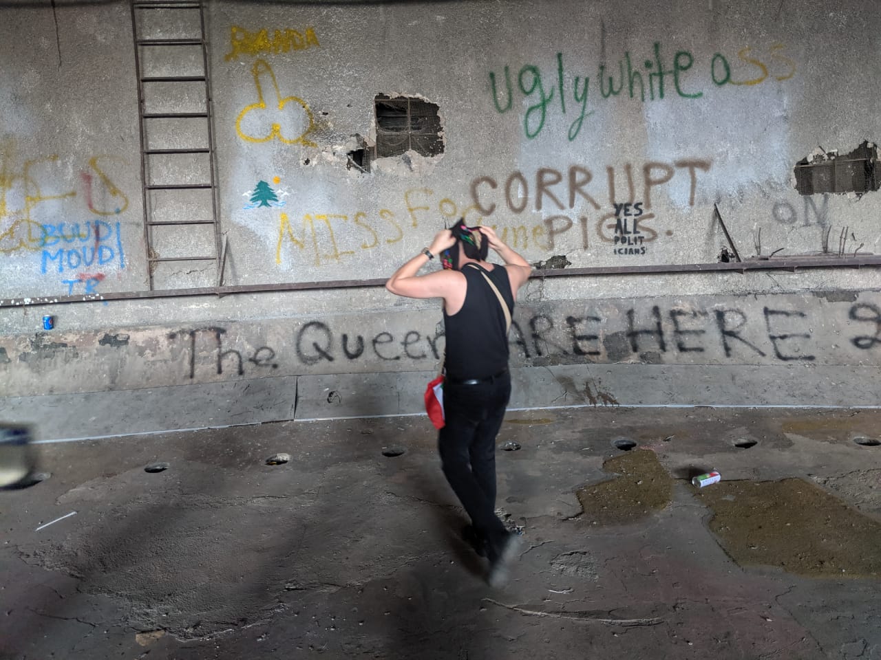 Queer graffiti on Beirut’s famous ‘Egg’ building during the protests earlier this year