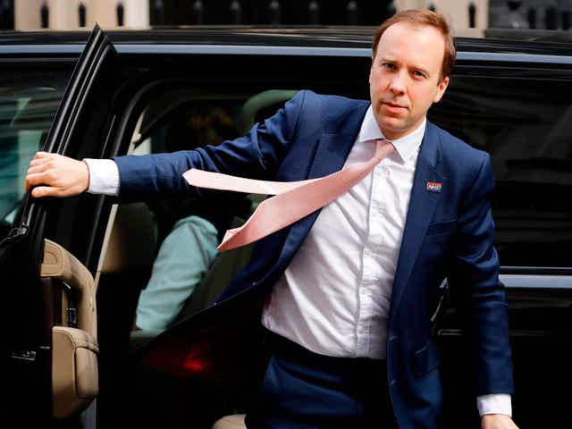 Matt Hancock arrives in Downing Street in central London on 5 May 2020 for the daily coronavirus briefing